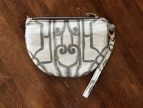 Half Moon Double Zipper Pouch (Grey Deco Swirl) | League