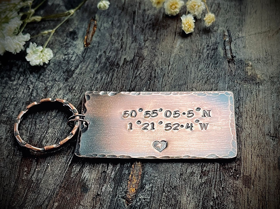 Thumbnail: coordinates keepsake keyring handmade UK