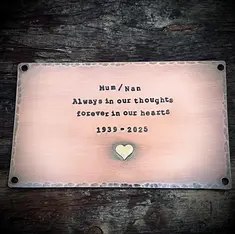 engraved copper memorial plaques handmade in the UK