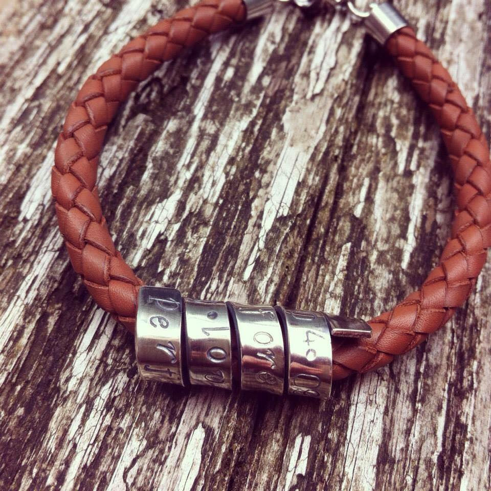 Thumbnail: Personalised Leather Bracelet with Silver Message Scroll