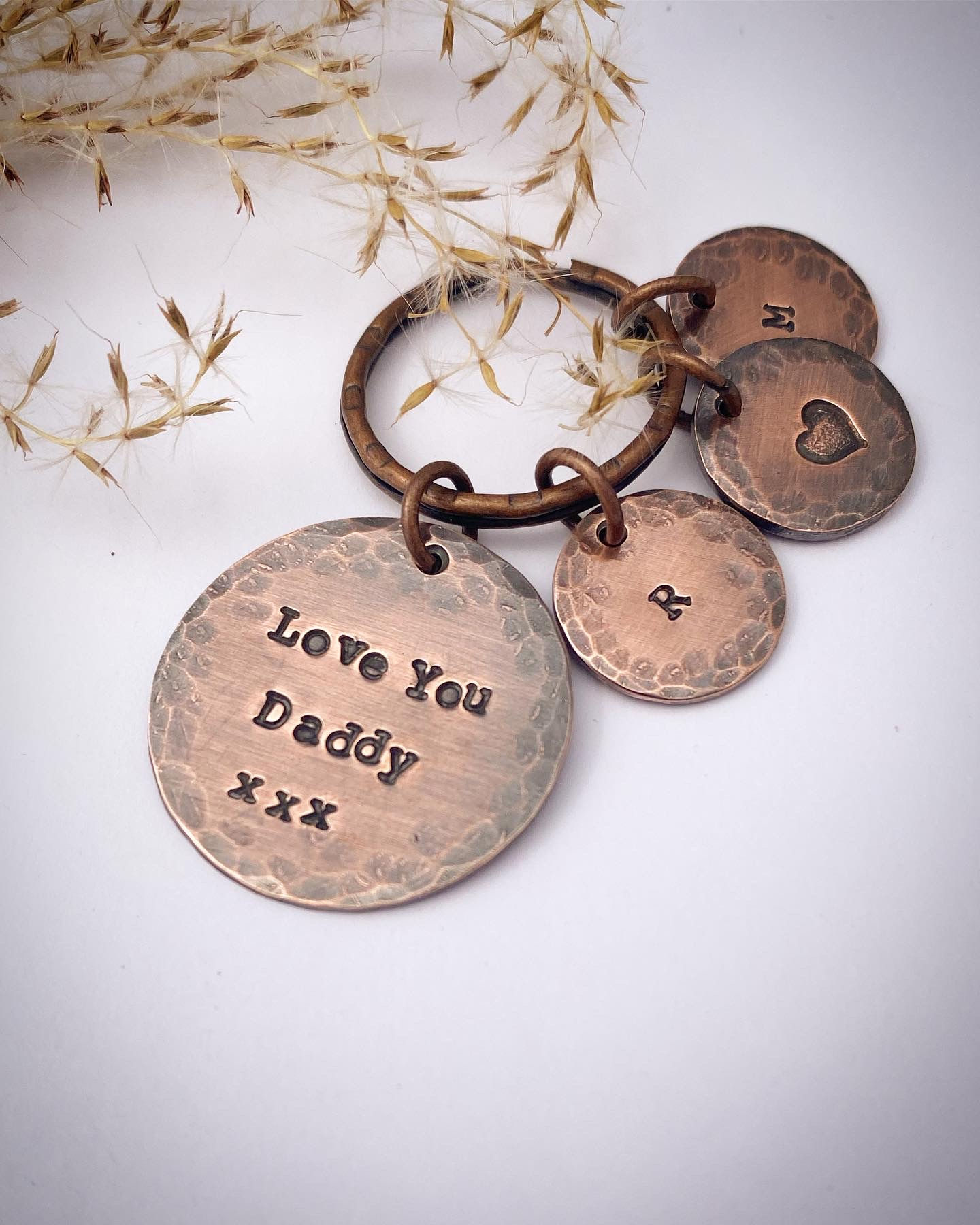 Custom Disc Keyring with Initial Charms, I love You Keyring With Initial Charms