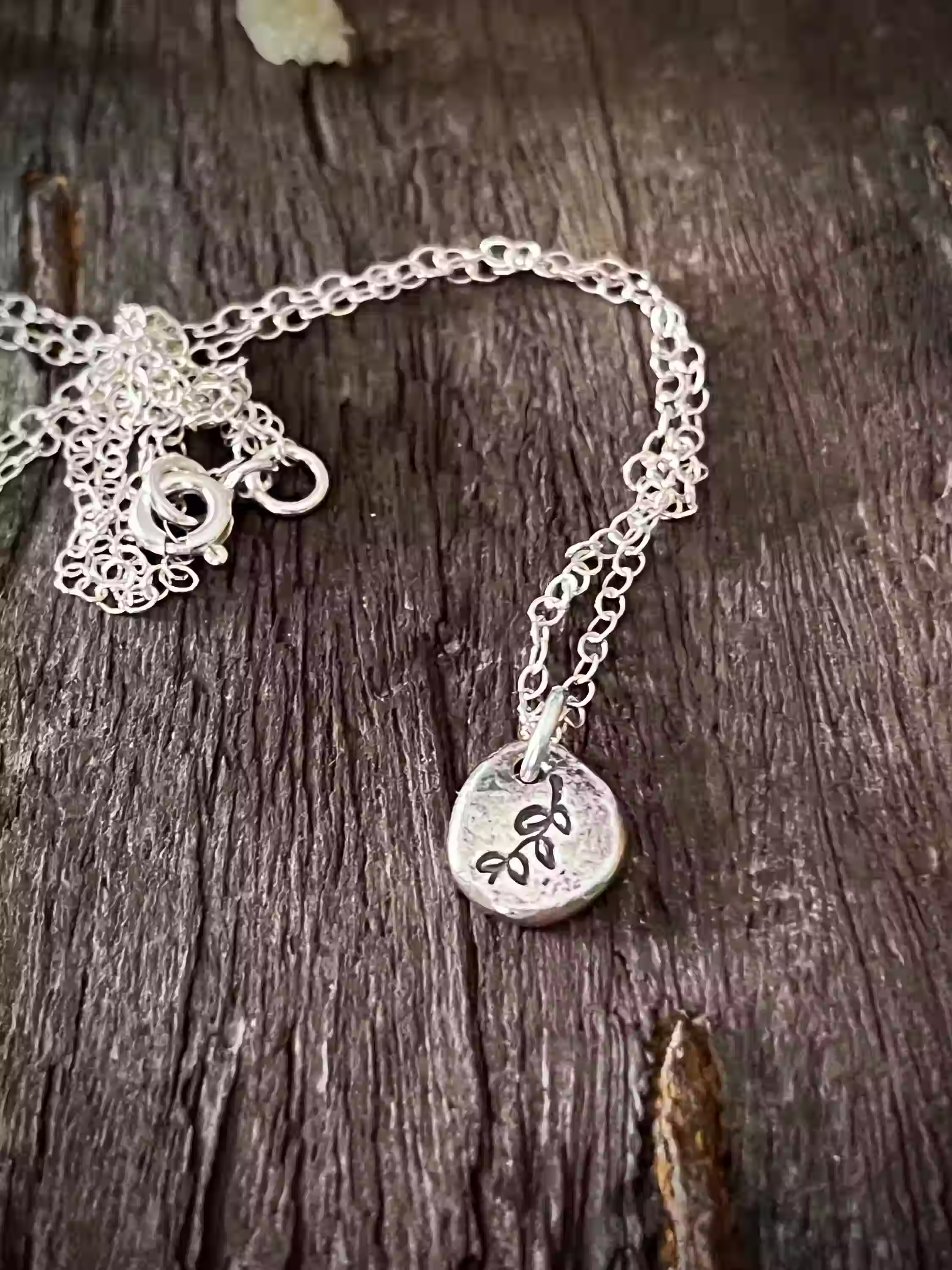 Sterling Silver Leaf Talisman Necklace | Handmade Nature Inspired Pendant