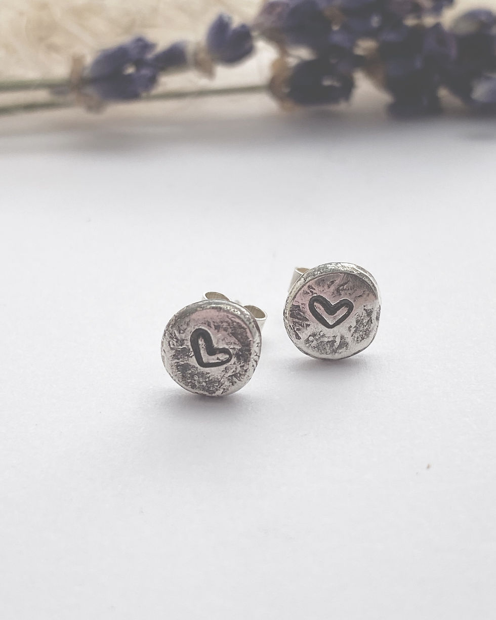 Thumbnail: Small Handmade Heart Stud Earrings