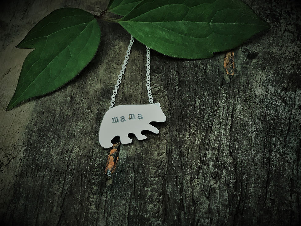 Thumbnail: Sterling Silver Mama Bear Necklace – Personalised Gift