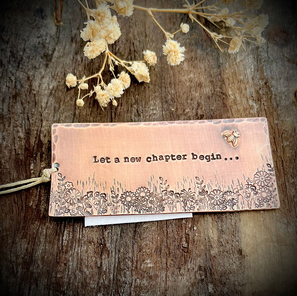 Thumbnail: Handmade copper bookmark with reading quote