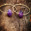 Thumbnail: 14ct Filled Gold Hoops With Purple Amethyst Stone