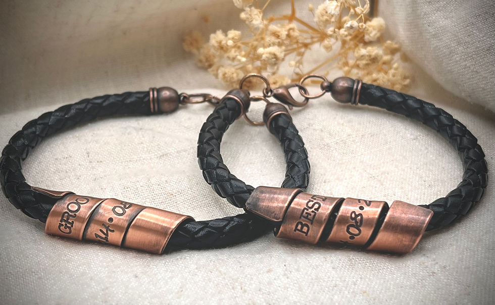Thumbnail: Personalised Groomsman Leather Bracelet – Best Man & Usher Gift
