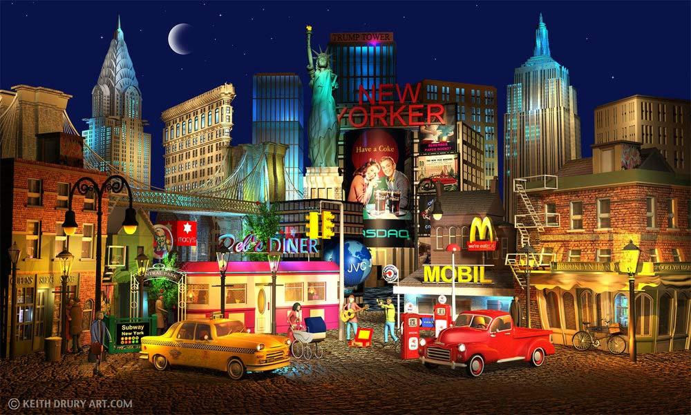 New York  landscape, New York city - Urban artworks at Deep West Gallery