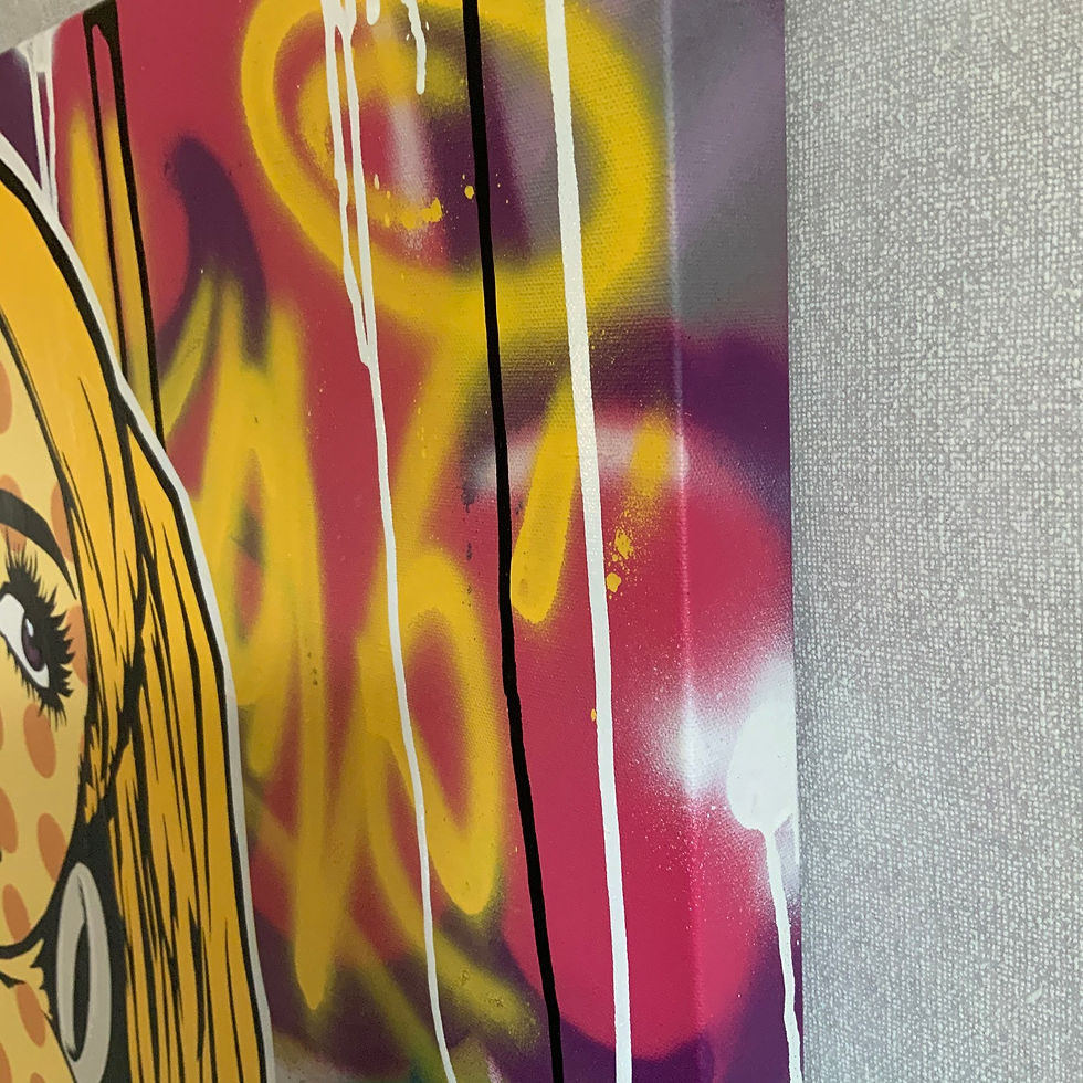 Thumbnail: cat girl original painting by graffiti artist  machOne at Deep West Gallery