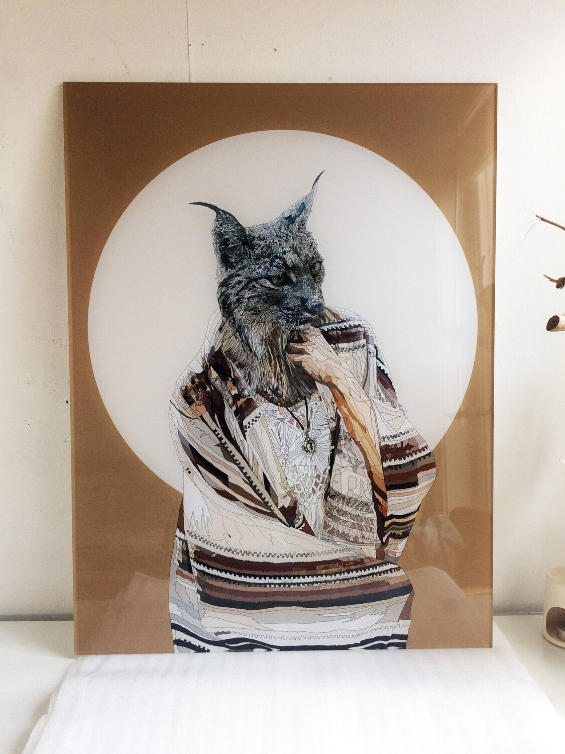 hybrid cat print with acrylic sheet from Paul Kingsley Squire Urban art artwork at Deep West Gallery