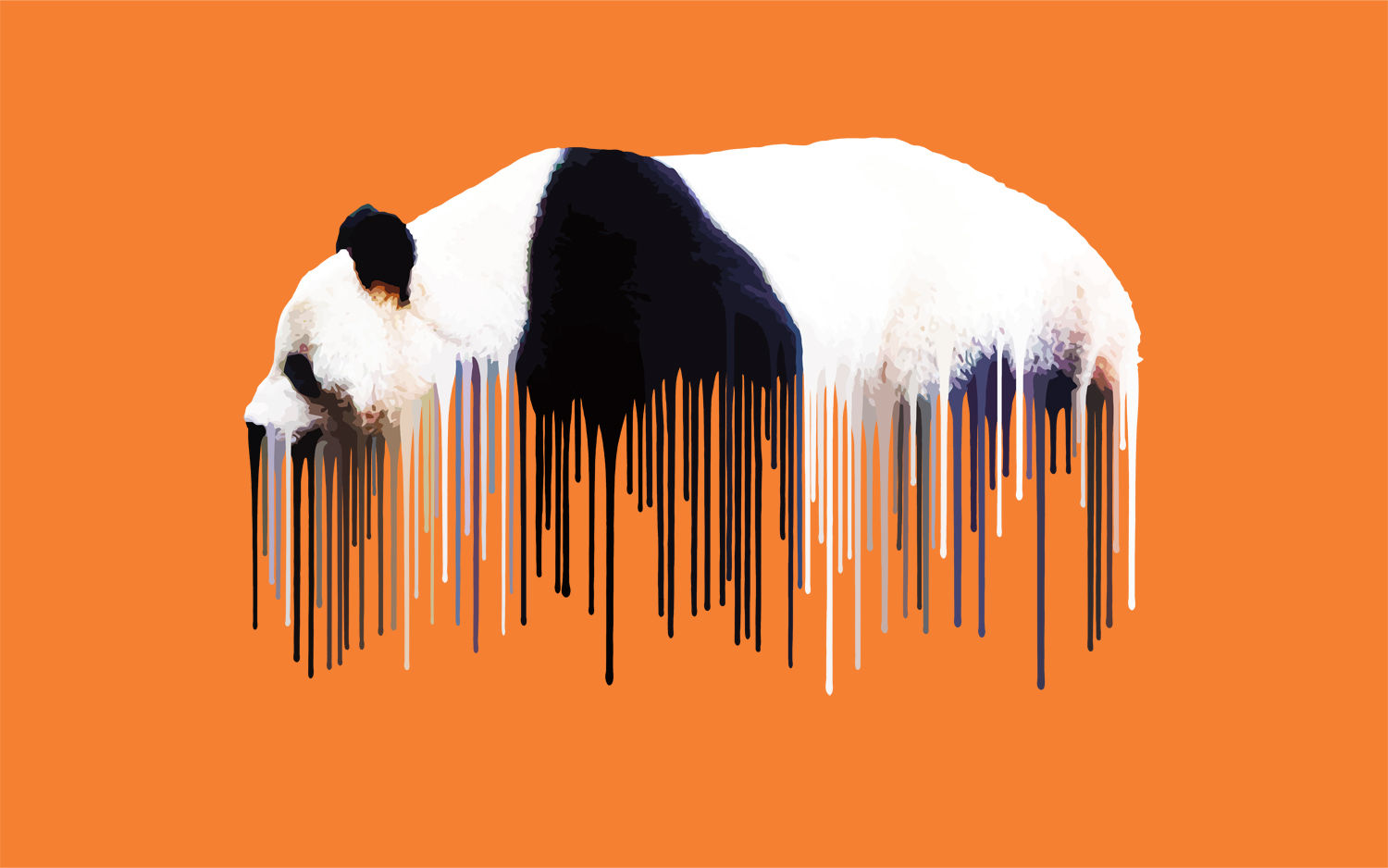 Panda - Orange , Giclee print, Pop art, Urban art,  by Carl Moore at Deep West Gallery