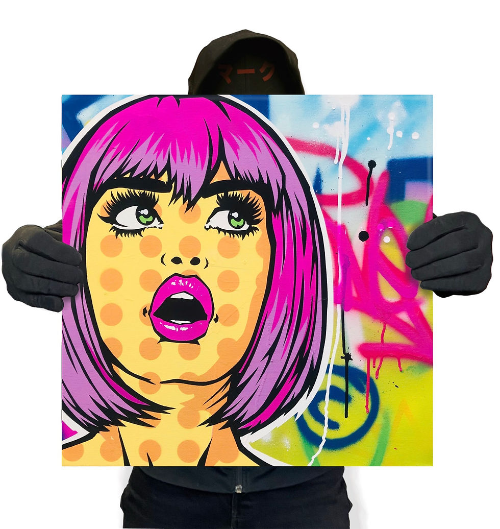 Miniature : Graffiti Town girl original painting by graffiti artist  machOne at Deep West Gallery