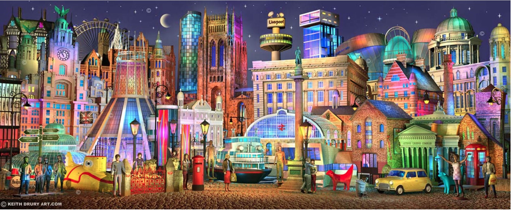 Liverpool  landscape,  Keith Drury 's Urban artworks at Deep West Gallery