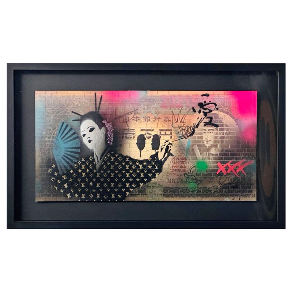 LV Geisha Wall - blue edition by pop artist TBOY at Deep West Gallery