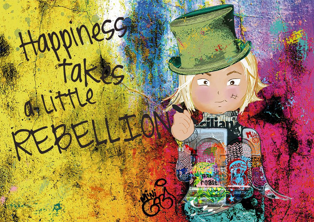 Happiness Girl Portrait ,  giclee print - Mini Gabi Urban artwork ,at Deep West Gallery
