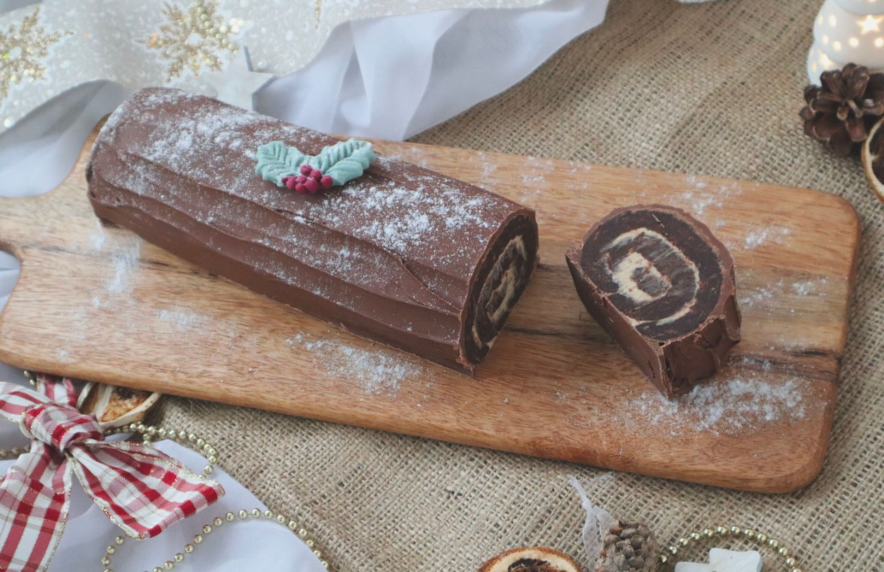 Christmas Brownie Yule Log