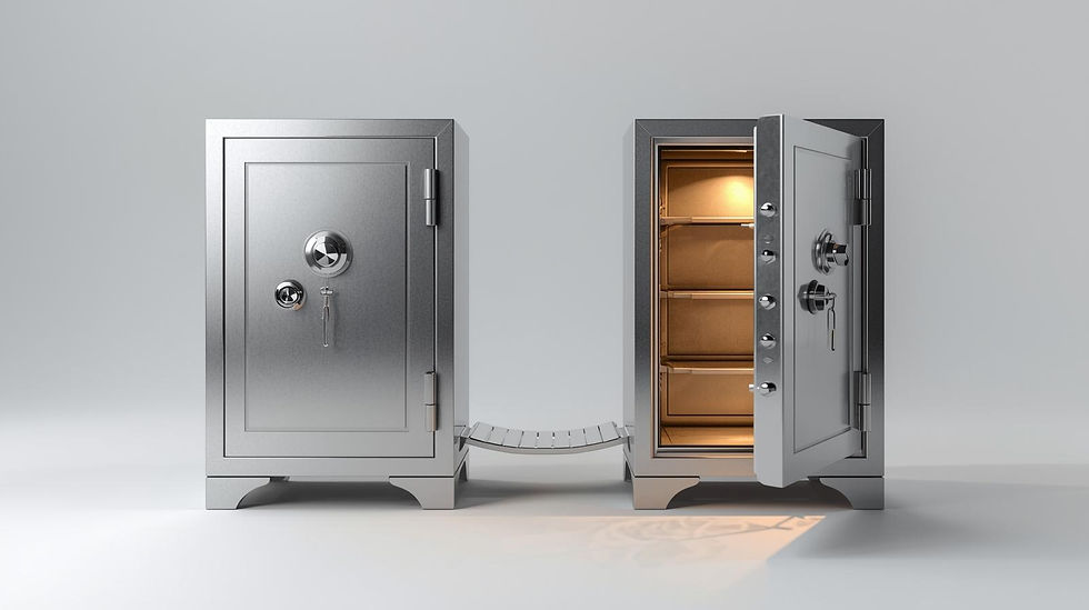 שתי כספות האחת פתוחה והשנייה סגורה וגשר ביניהן להמשיל את חשיבות הסכם לחיים משותפים| ליעוז בלסיאנו משרד עורכי דין