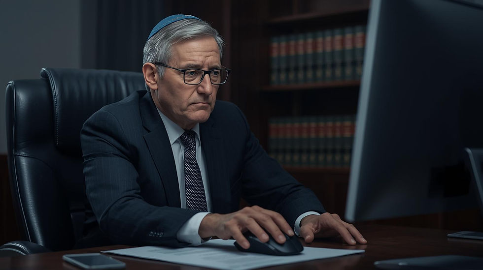 עורך דין ליעוז בלסיאנו עובד במחשב | ליעוז בלסיאנו משרד עורכי דין בבת ים והסביבה | מומחים בבשורות טובות