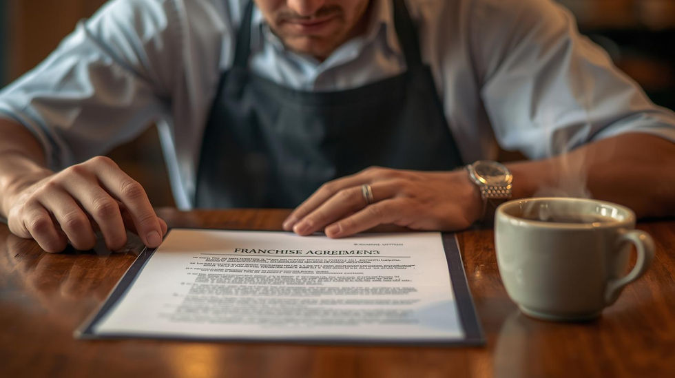 בעל בית קפה קורא הסכם זיכיון | ליעוז בלסיאנו משרד עורכי דין מומחים במשפט מסחרי, תאגידים וחוזים