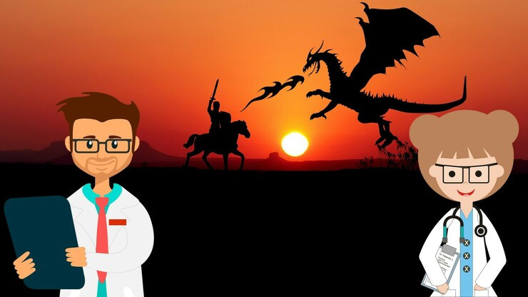 Sunset-Rene Rauschenberger + Hospital-Rosanegra +Doctor-OpenClipart-Vectors | Pixabay