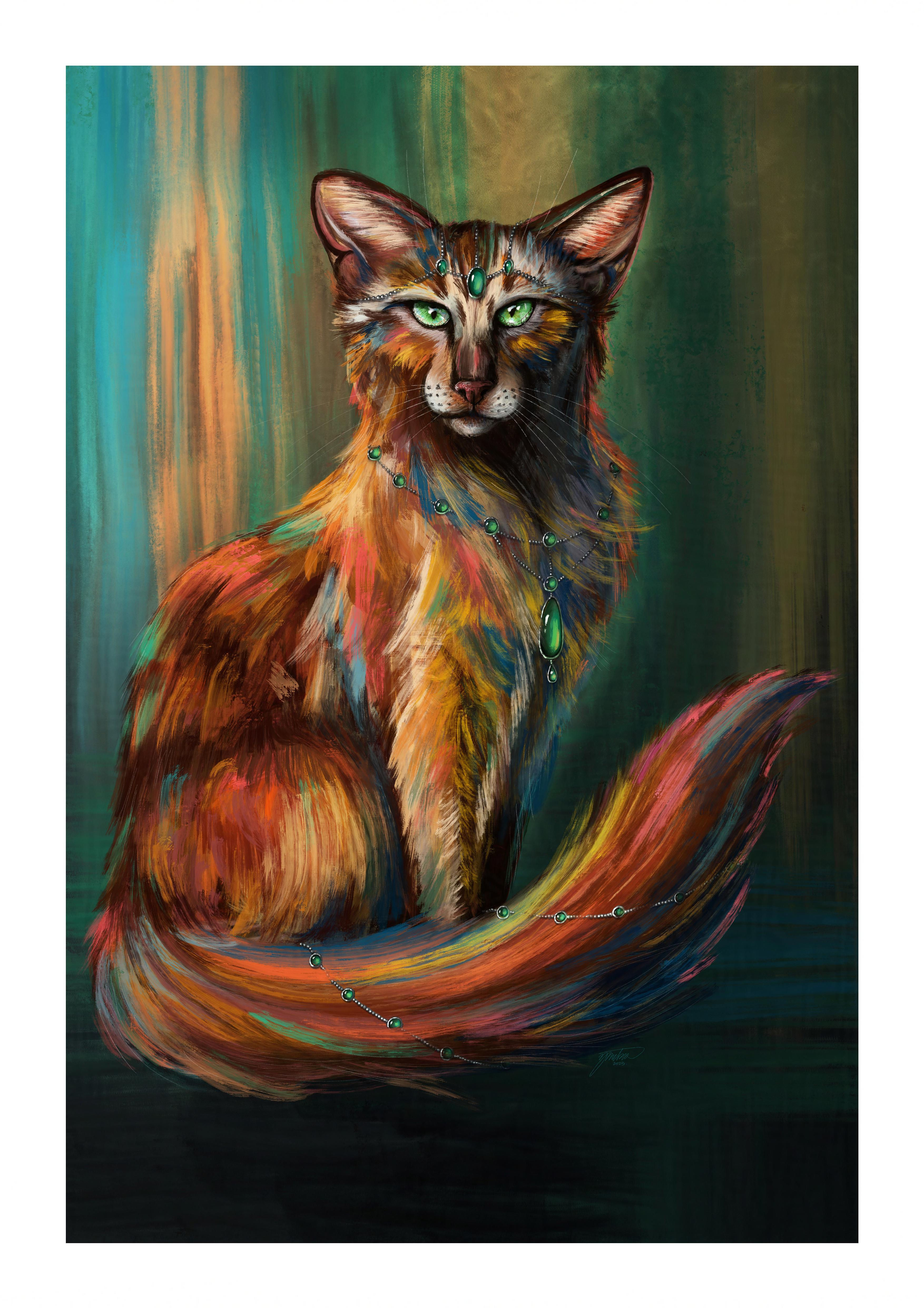 emerald cat painting