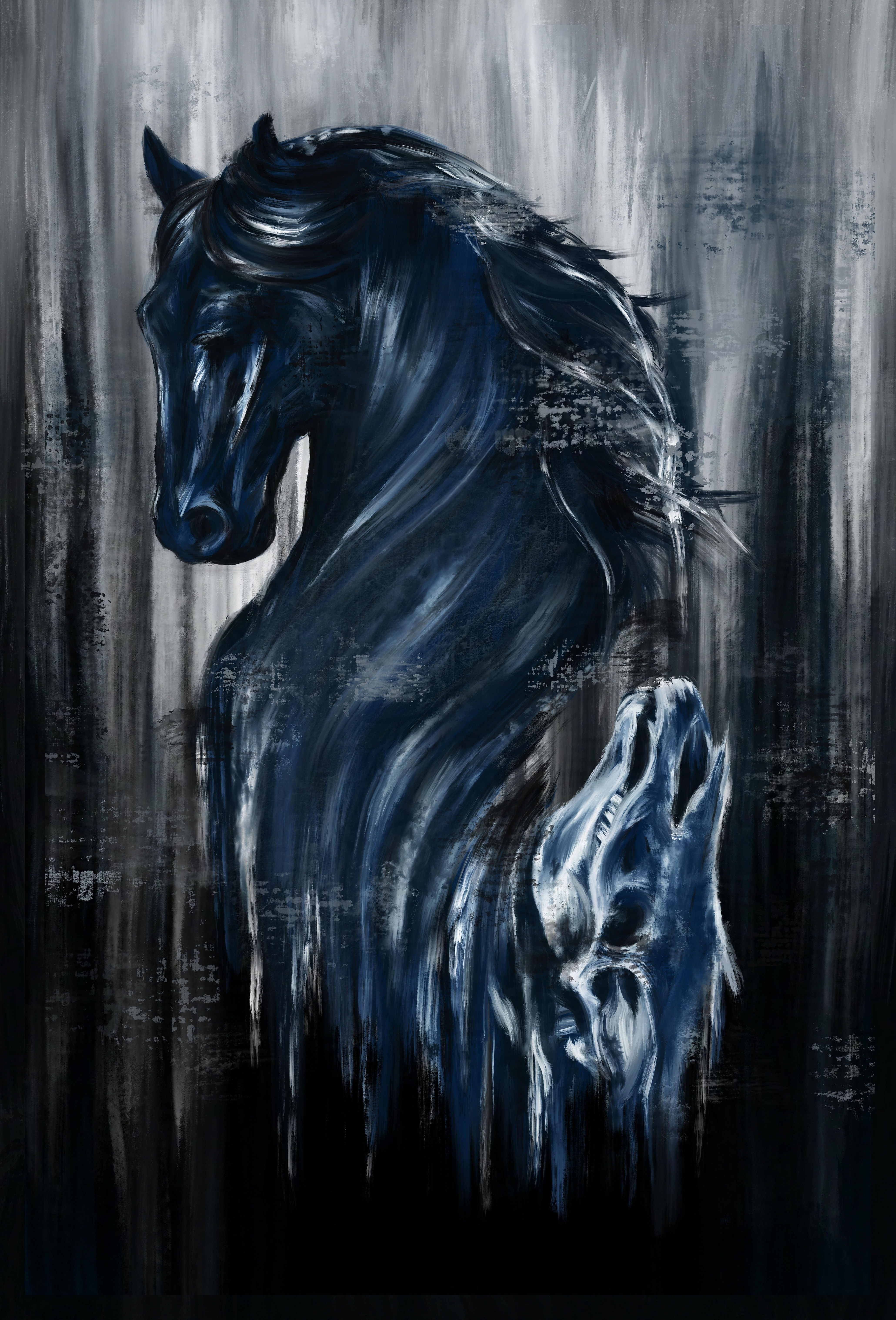 Shadow and Light dark fantasy horse painting on canvas
