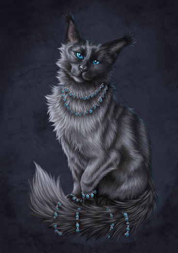 Digital painting cat portrait fantasy