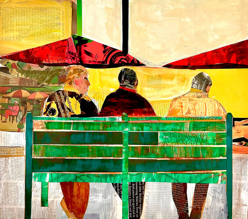 green bench collage