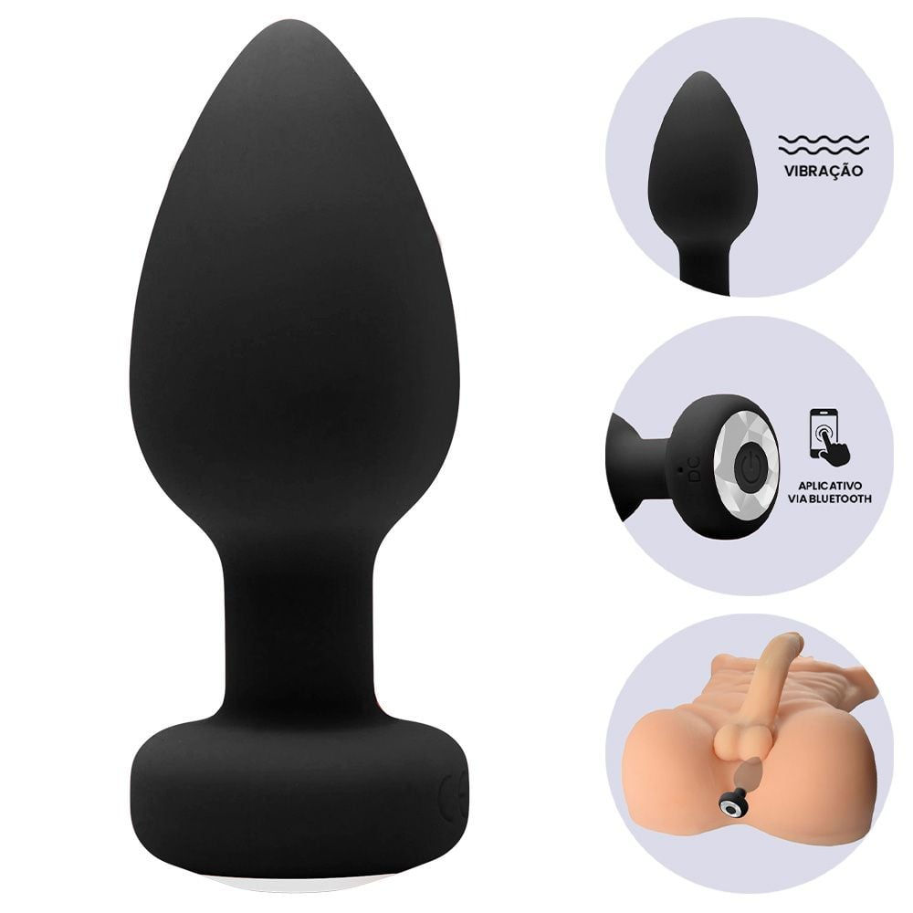 Plug Anal Vibrador Aveludado Controle app