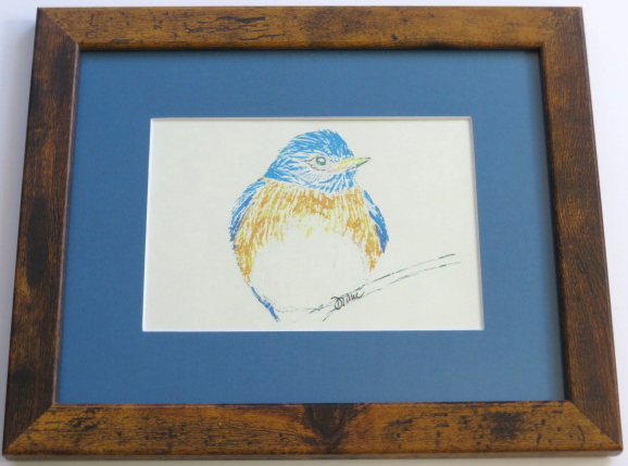 Thumbnail: Li'l Blue Bird - 6"x8" Framed Print