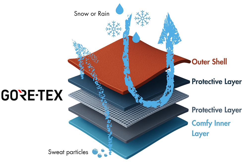 Graphic depicting how GORE-TEX works in a ski coat.