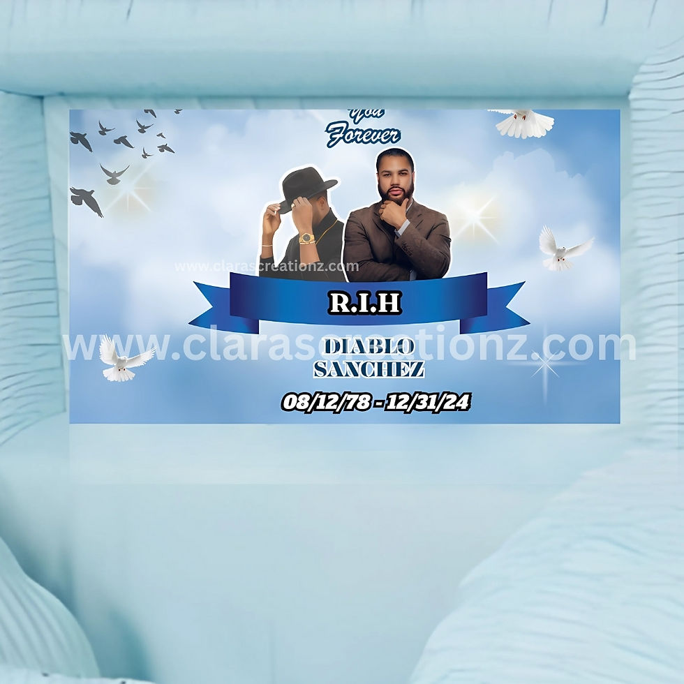 Thumbnail: Custom Blue Casket Insert. Clara's Creationz - Etsy