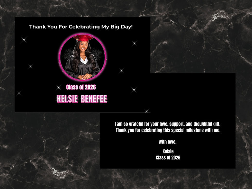 Thumbnail: Senior 2026 Bling Graduation Mega Bundle - Thank you card front and back