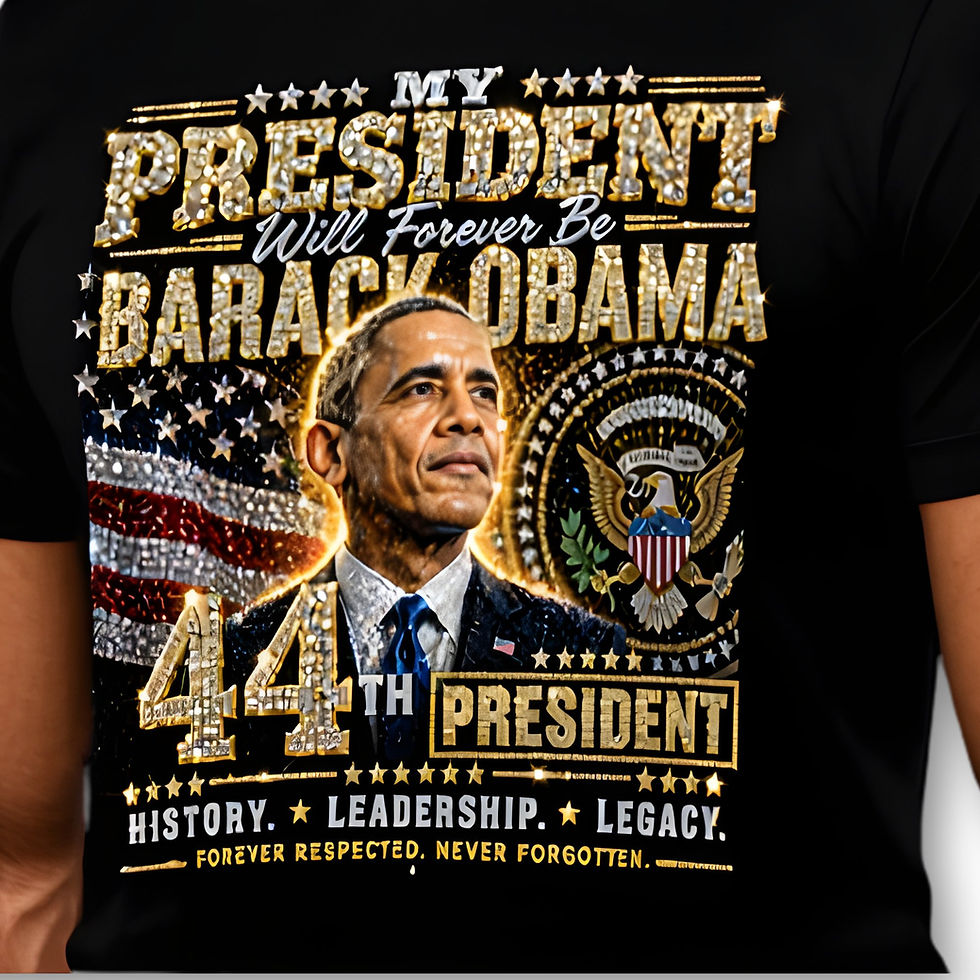 Thumbnail: Bling President 44 Graphic T-Shirt – Gold Crystal Design - Close-Up - Clara's Creationz - Etsy