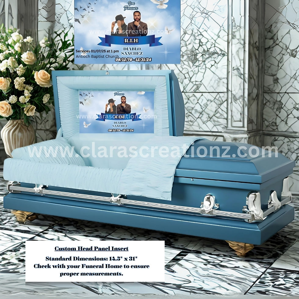 Thumbnail: Custom Blue Casket Insert. Clara's Creationz - Etsy