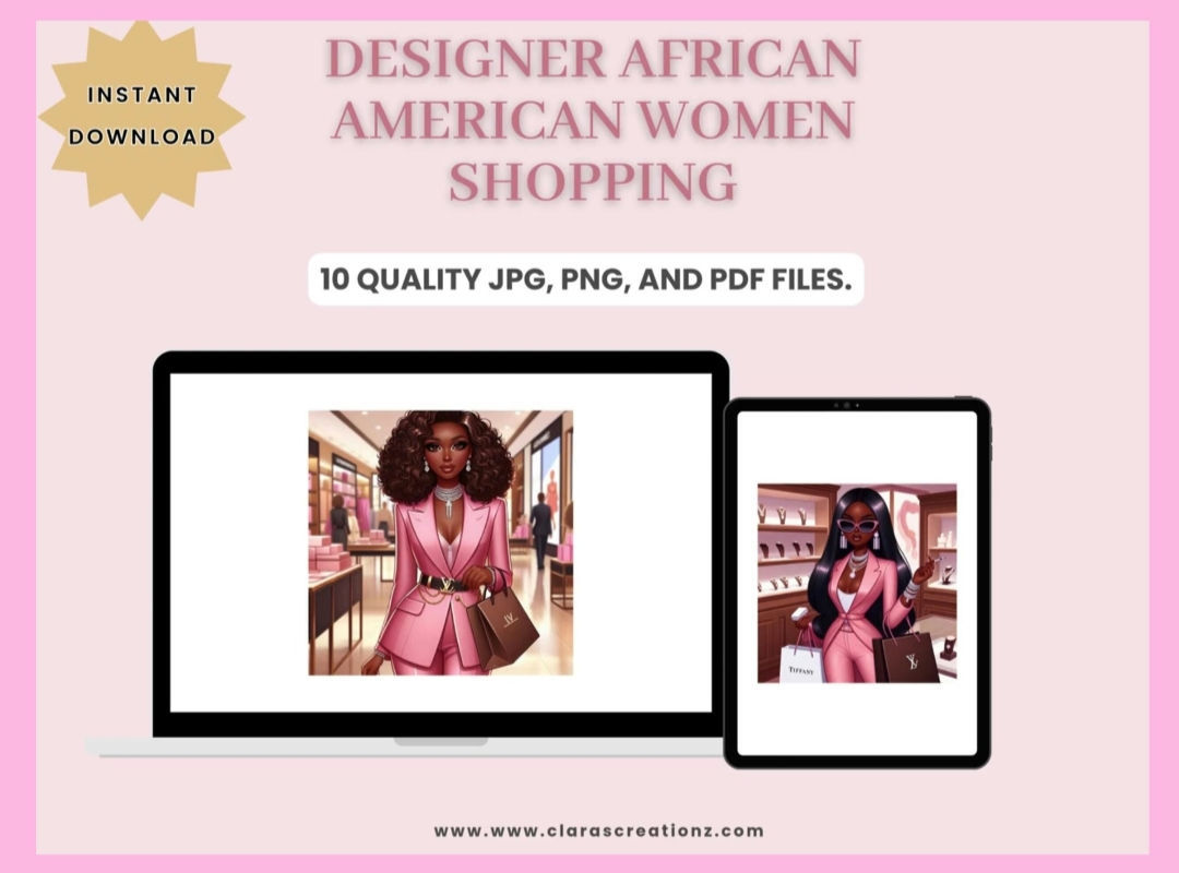 African American Women Fashion, Designer, Shopping, JPG, PNG, and PDF