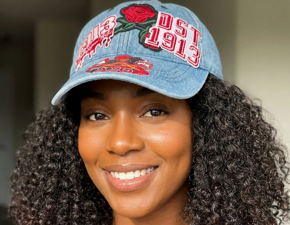 Delta Sigma Theta 1913 Custom Vintage Beret Denim Hat - Front View