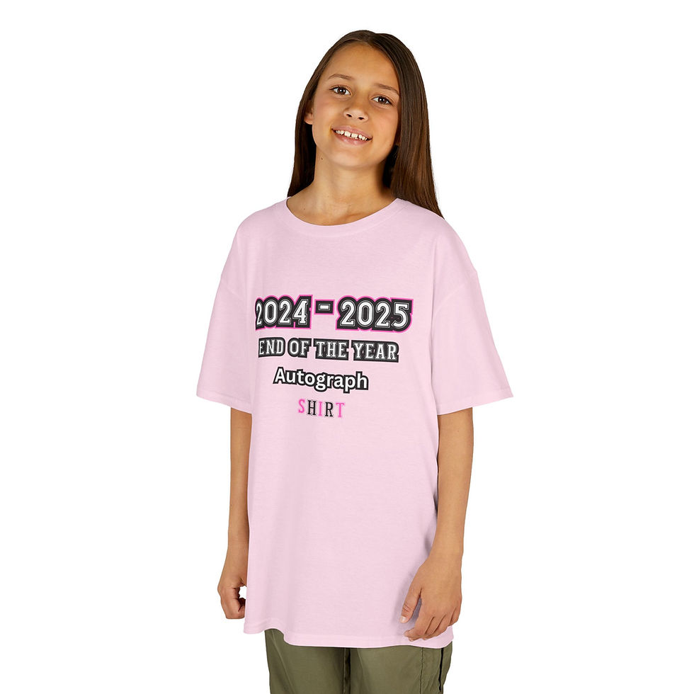 Thumbnail: End of School Year Autograph pink shirt template for girls (front)
