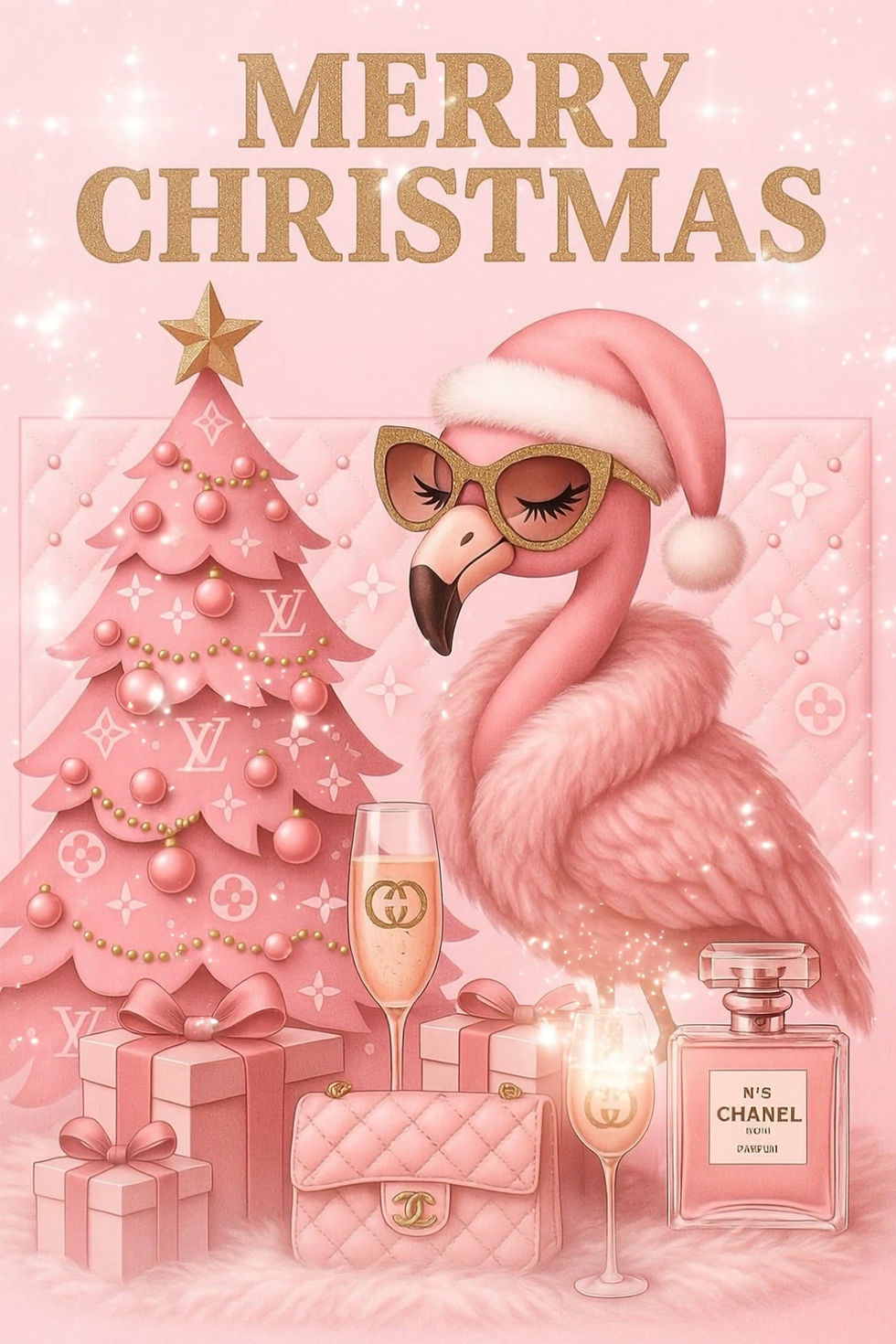 Thumbnail: Pink Boujee Luxury Christmas Card – 11×17 Jumbo Printable - Instant Download