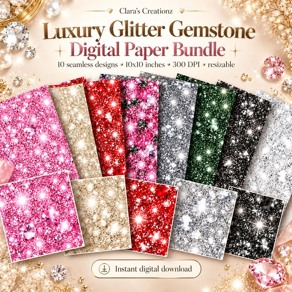 Luxury Glitter | Gemstone Digital Paper Bundle | 10 Sparkling PNG Backgrounds