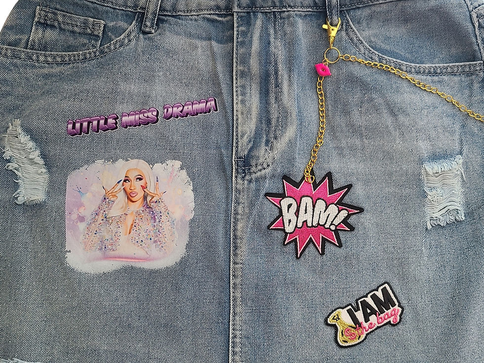 Thumbnail: Little Miss Drama Concert Denim Skirt - Front