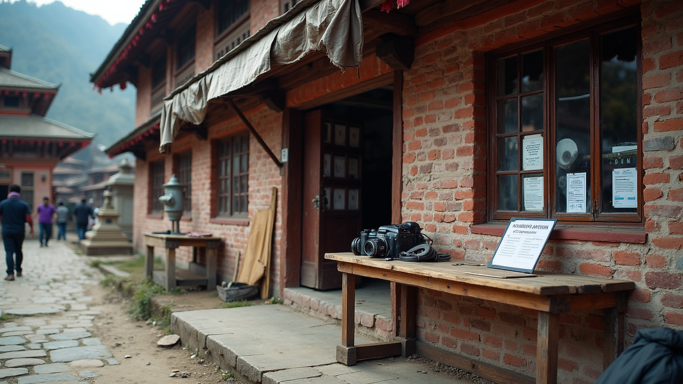Wide angle view of a trekking permit office in Kathmandu