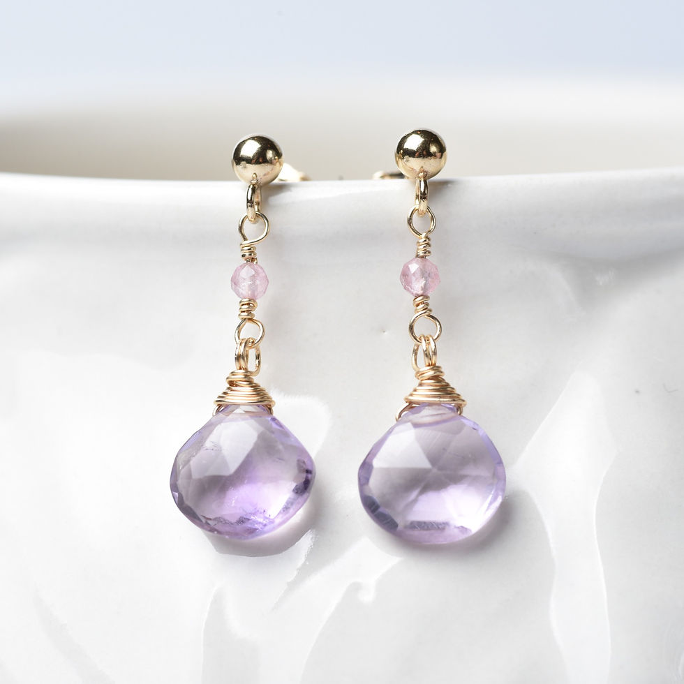 Pink Tourmaline And Pink Amethyst Drop Earrings