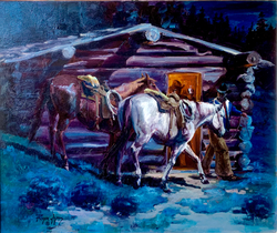 Midnight and Beans  20x24  Oil