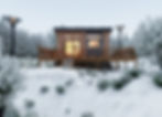 Front view of Modular ADU in snowy site