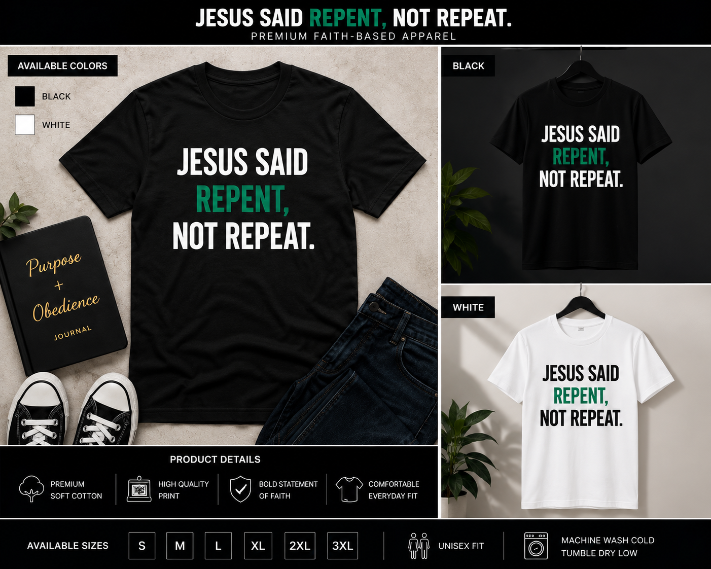 "Jesus Said Repent Not Repeat" Tee & Backpack