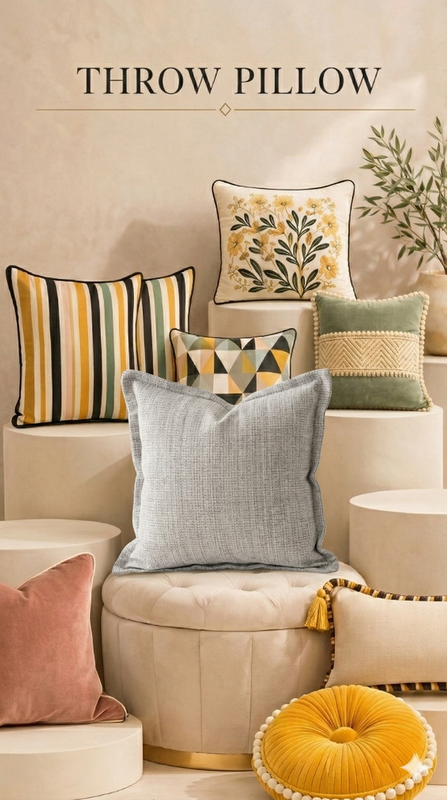 Imej kecil: Grey Linen Herringbone Square Flanged Cushion Cover 20x20 Inches