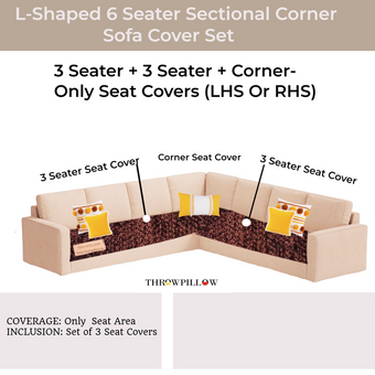 Dark Brown L Shape Corner Sofa Cover, Luxe Solid Sofa Cover