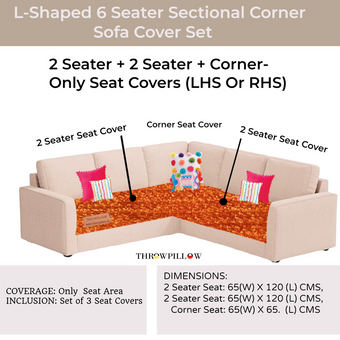 Orange L Shape Corner Sofa Cover, Luxe Solid Sofa Cover