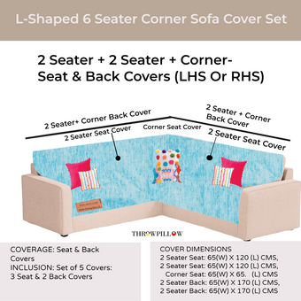 Ice Blue L Shape Corner Sofa Cover, Luxe Solid Sofa Cover